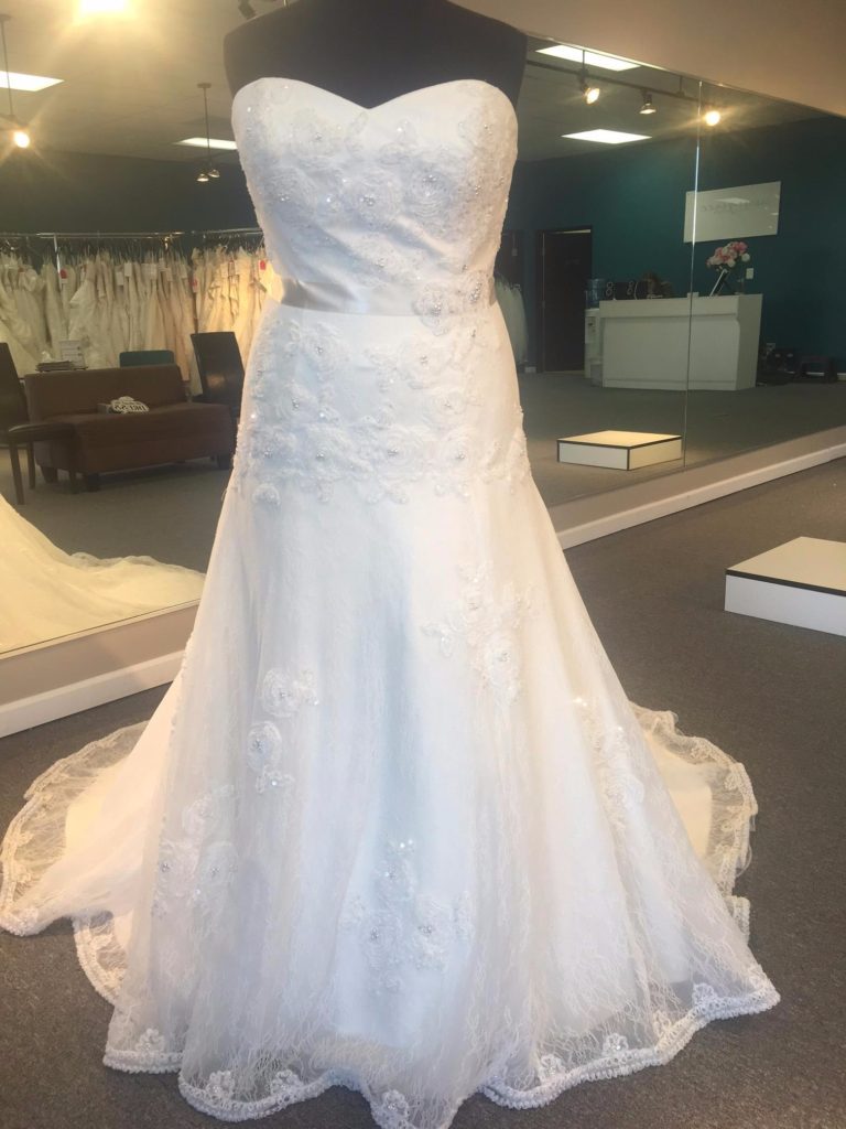 Strapless Sweetheart Lace Plus-Size Wedding Dress with Sheer Back