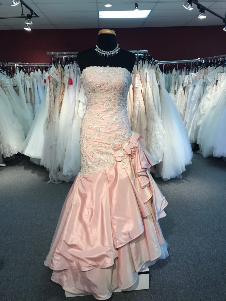 Elegant Modest Pink Plus Size Blush Long Sleeves A Line Tulle Lace Bling  Sequins V Neck Bridal Gown - June Bridals
