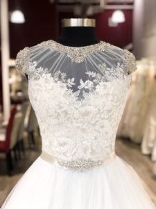 discount wedding dress with illusion neckline