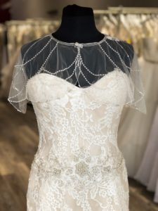 off the rack winter wedding dress with capelet