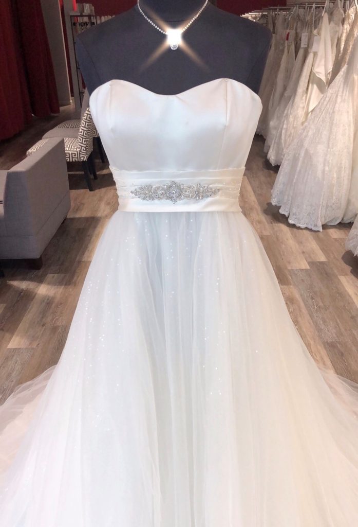 wedding dress sample sale ballgown with glitter tulle