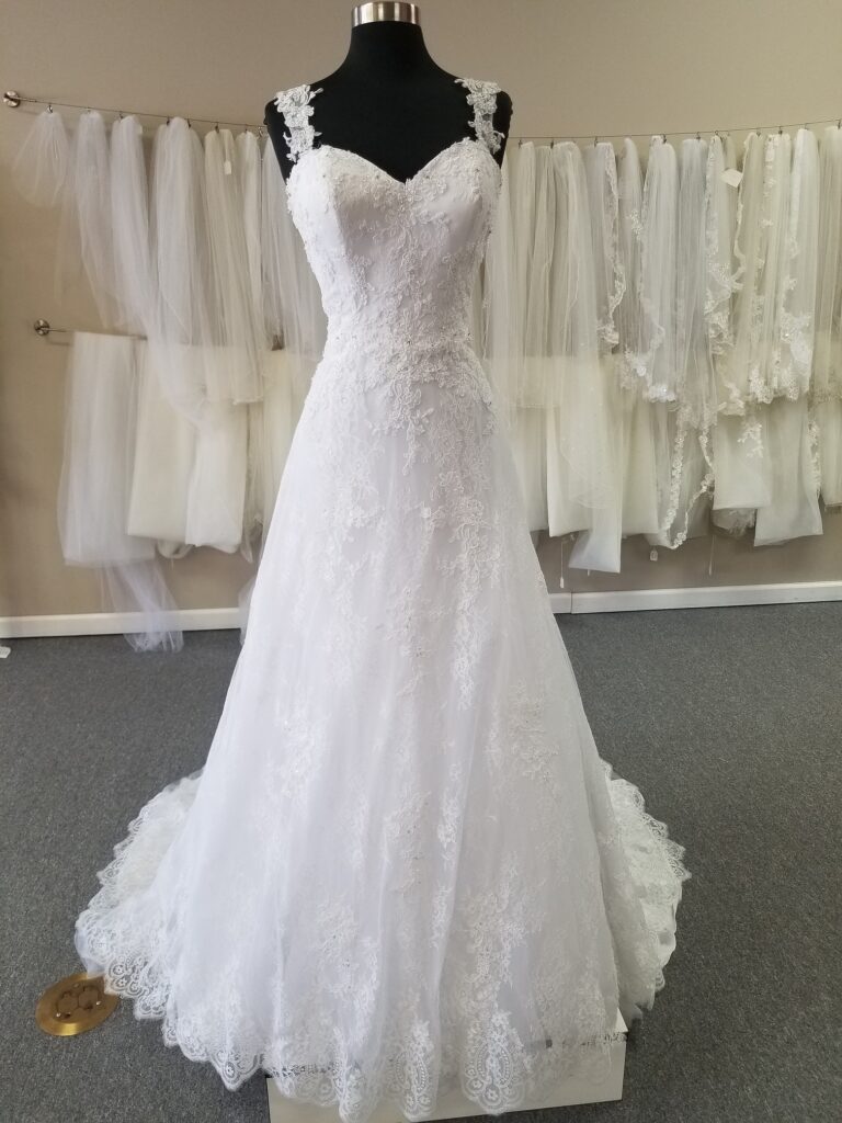 cap sleeve lace aline wedding dress for $599