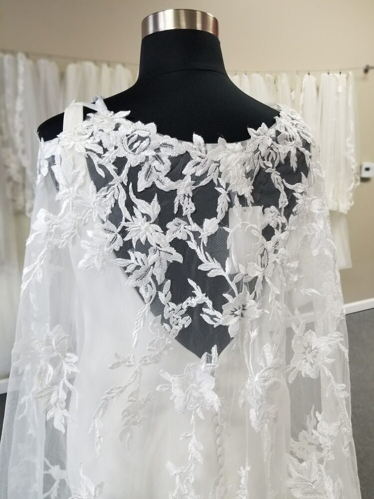 lace wedding cape close up