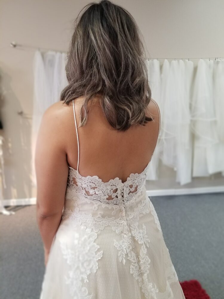 illusion corset back of aline wedding dress