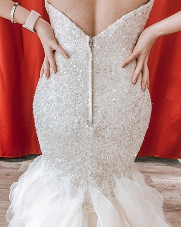 back of sequin wedding dress with ruffles hayward california
