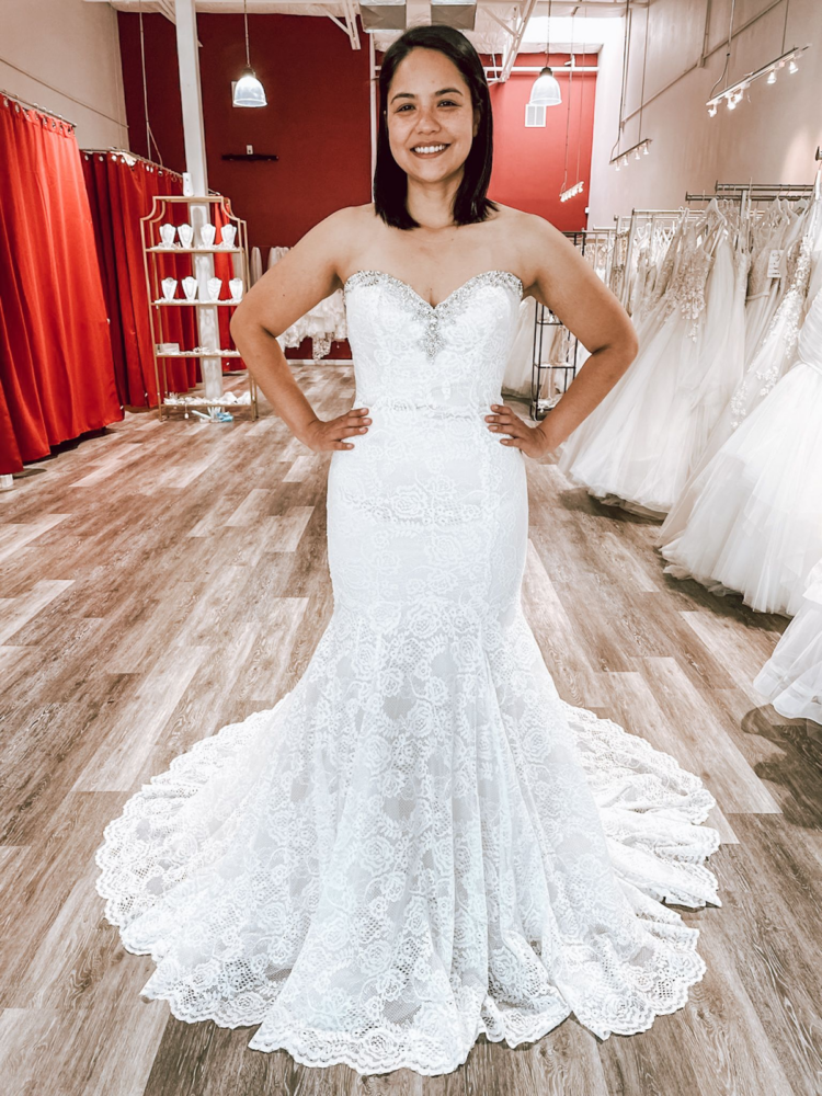 Strapless Lace Mermaid Wedding Dress Garnet Grace Bridal Salon 