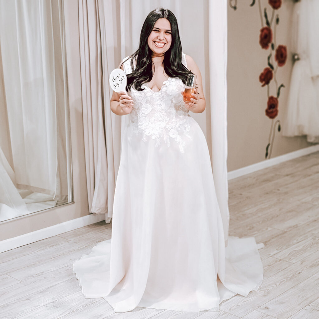 plus size vneck lace and tulle aline wedding dress in whittier california bridal shop