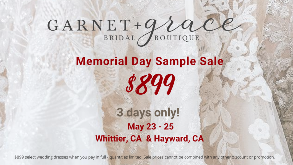 899 Memorial Day Wedding Dress Sample Sale GARNET grace