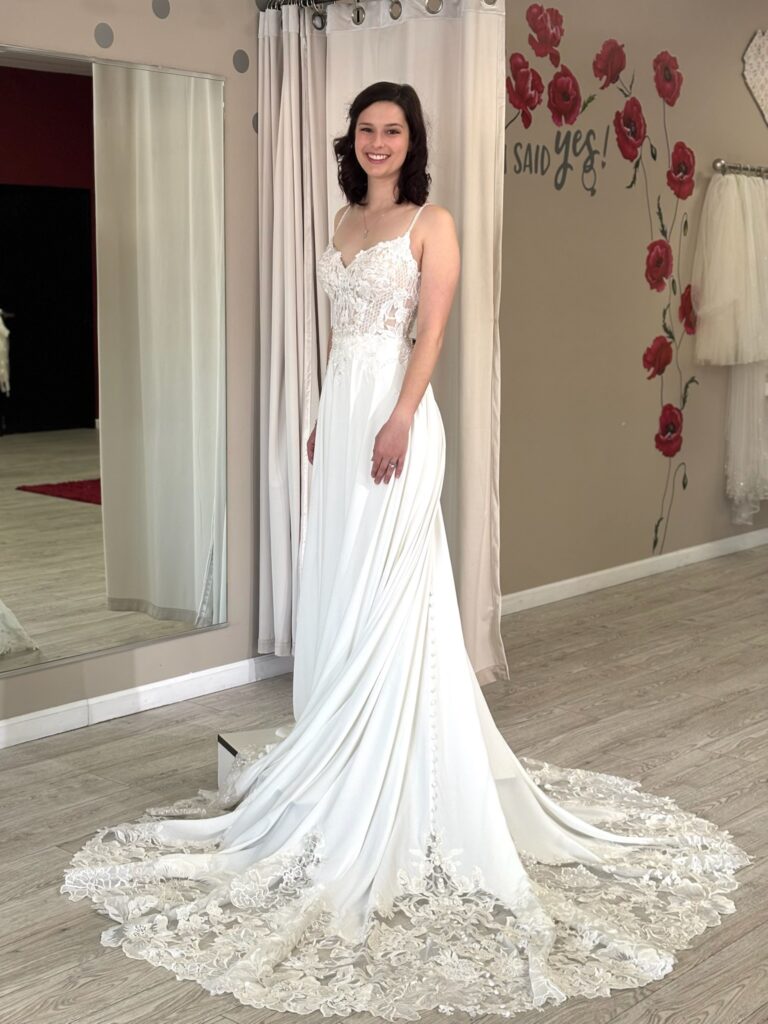 aline wedding dresses with dramatic trains whittier california bridal shop