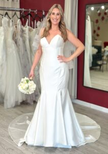 mikado boned off the rack mermaid wedding dress in whittier california bridal store