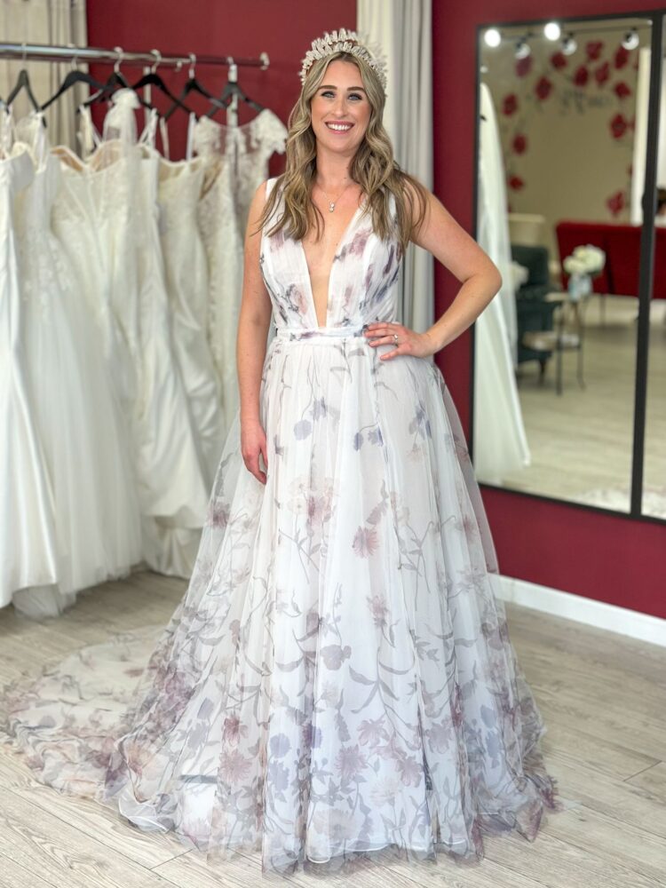 colorful floral wedding dress los angeles california - GARNET + grace ...