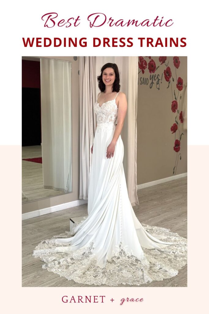 wedding dresses with dramatic trains whittier california bridal shop