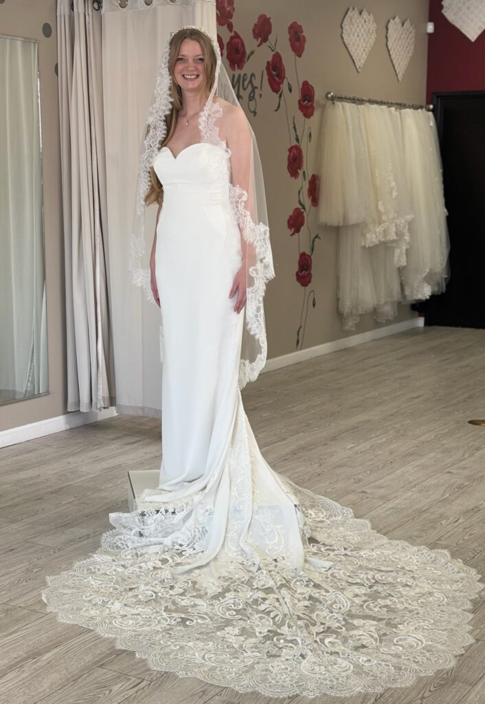 fitted mermaid wedding dresses with dramatic trains whittier california bridal shop