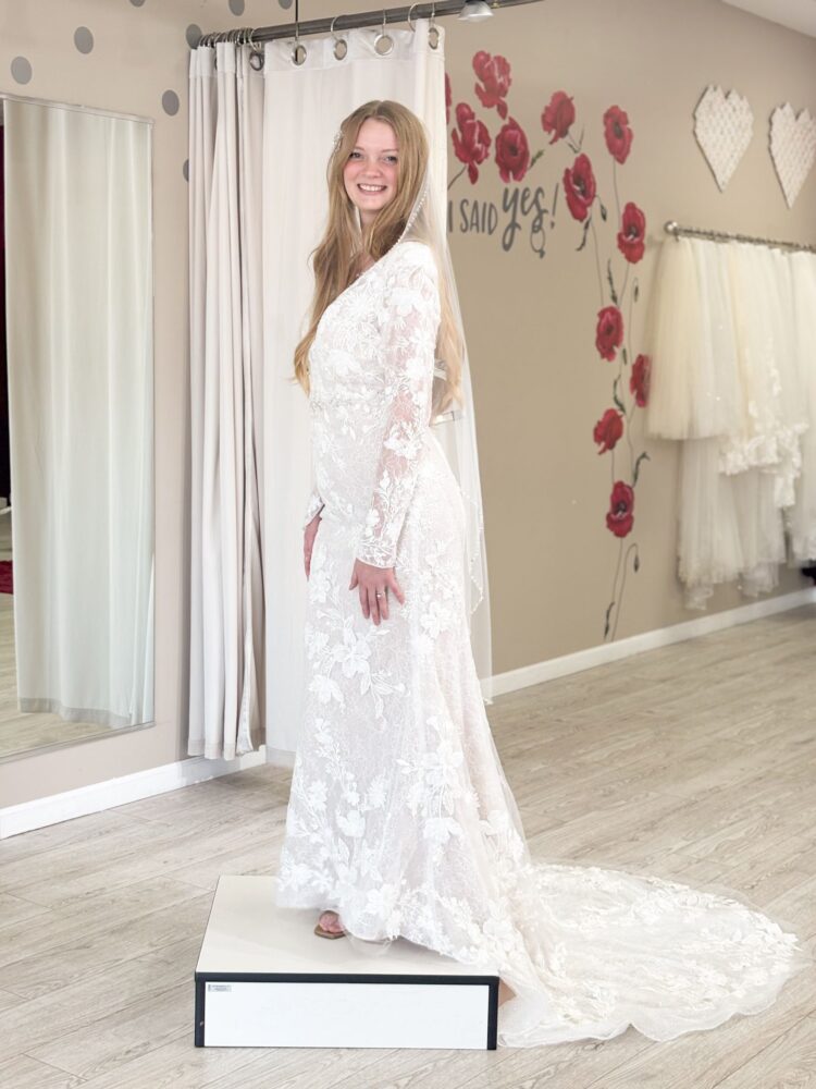 long sleeve chantilly lace wedding dress los angeles california bridal ...