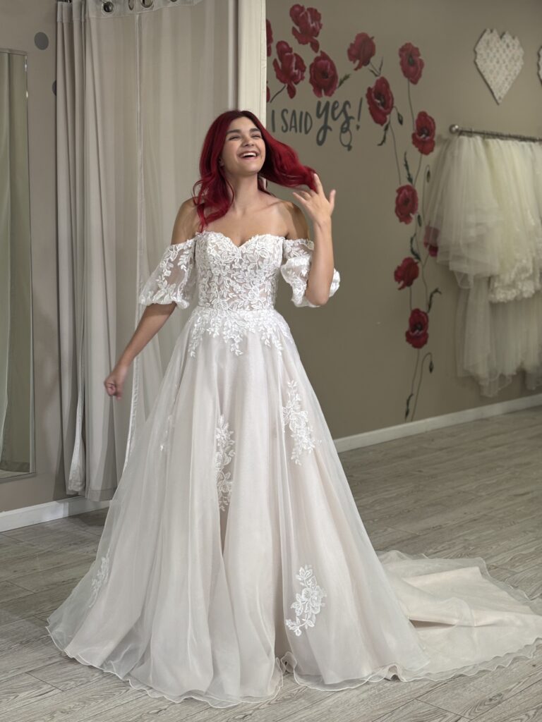 two tone aline wedding dress for spring 2025 wedding