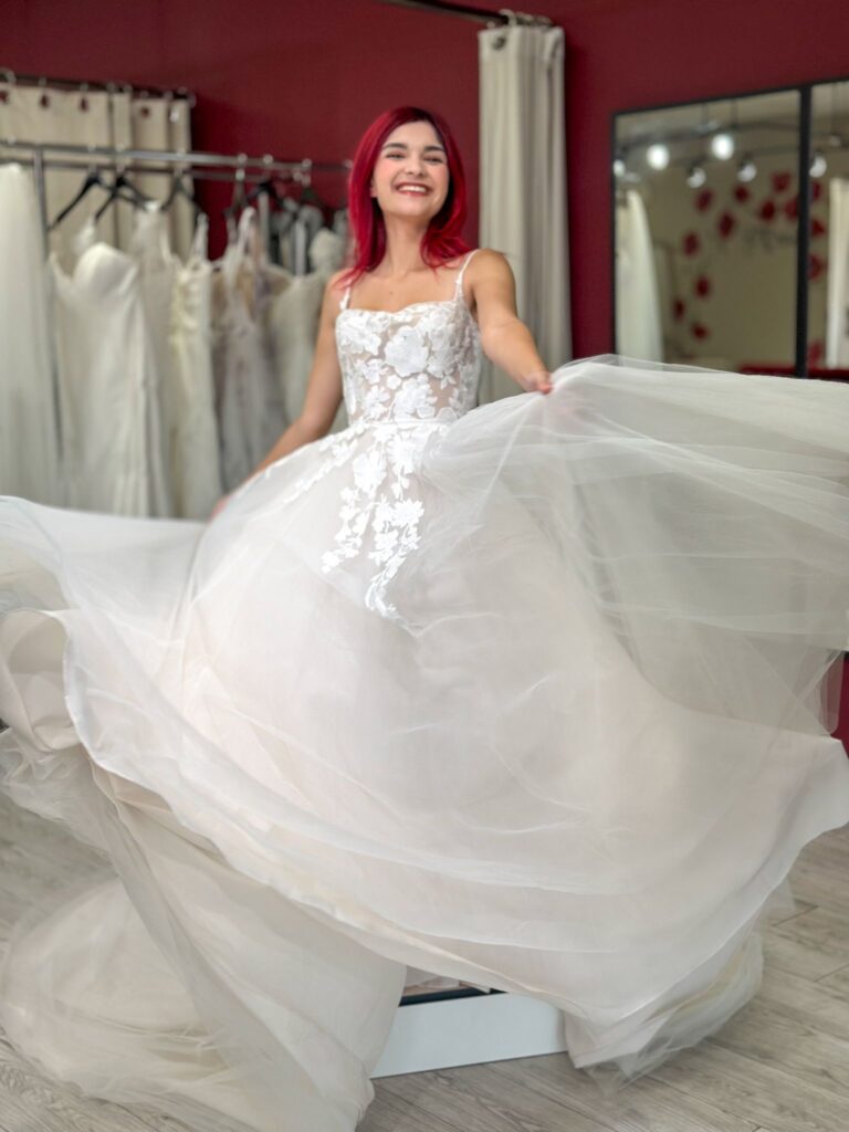 floral aline wedding dress near me whittier california bridal shop