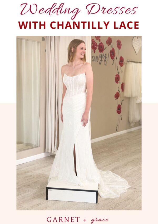 wedding dress with chantilly lace in whittier california off the rack bridal store