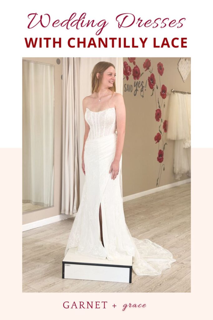 wedding dress with chantilly lace in whittier california off the rack bridal store