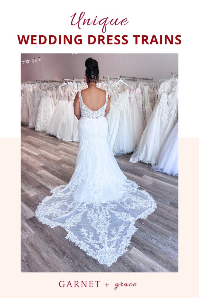 Unique Wedding Dress Trains in Hayward Bridal Store - GARNET + grace ...